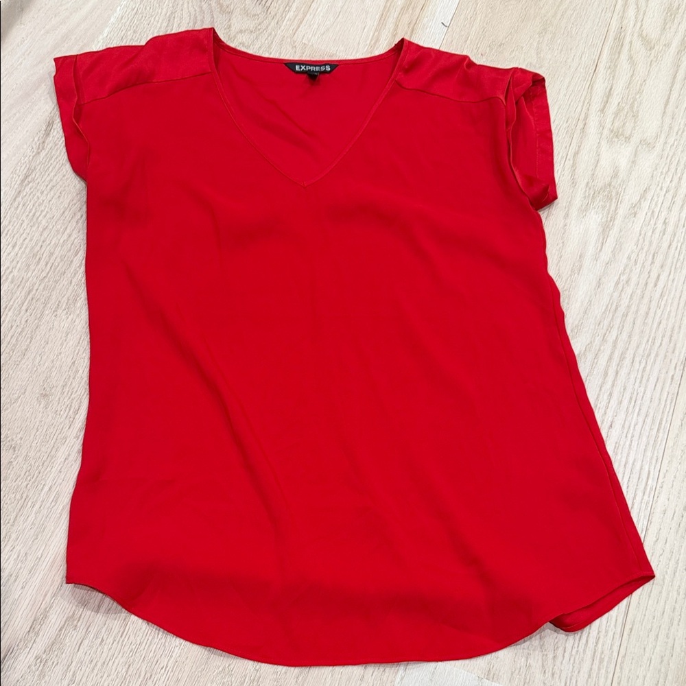 Express Women's Bright Red Short Sleeve Top
